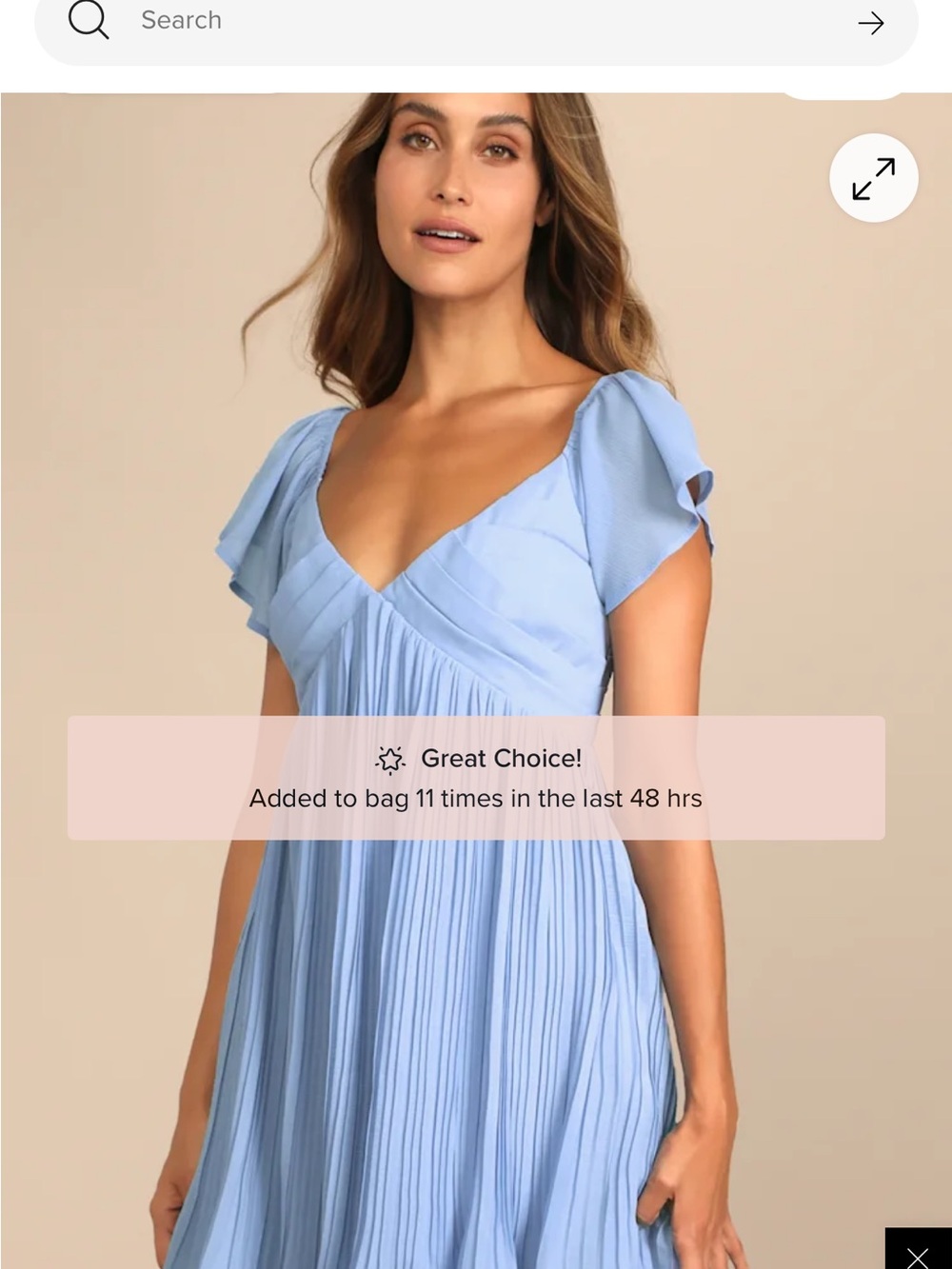 Lulu's Sky Blue Pleated V-Neck Midi Dress NWT